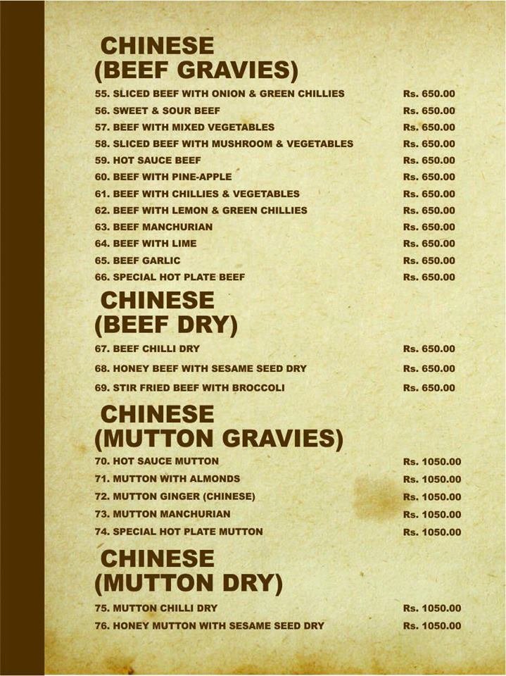 Silver Spoon Menu Food Pakistan