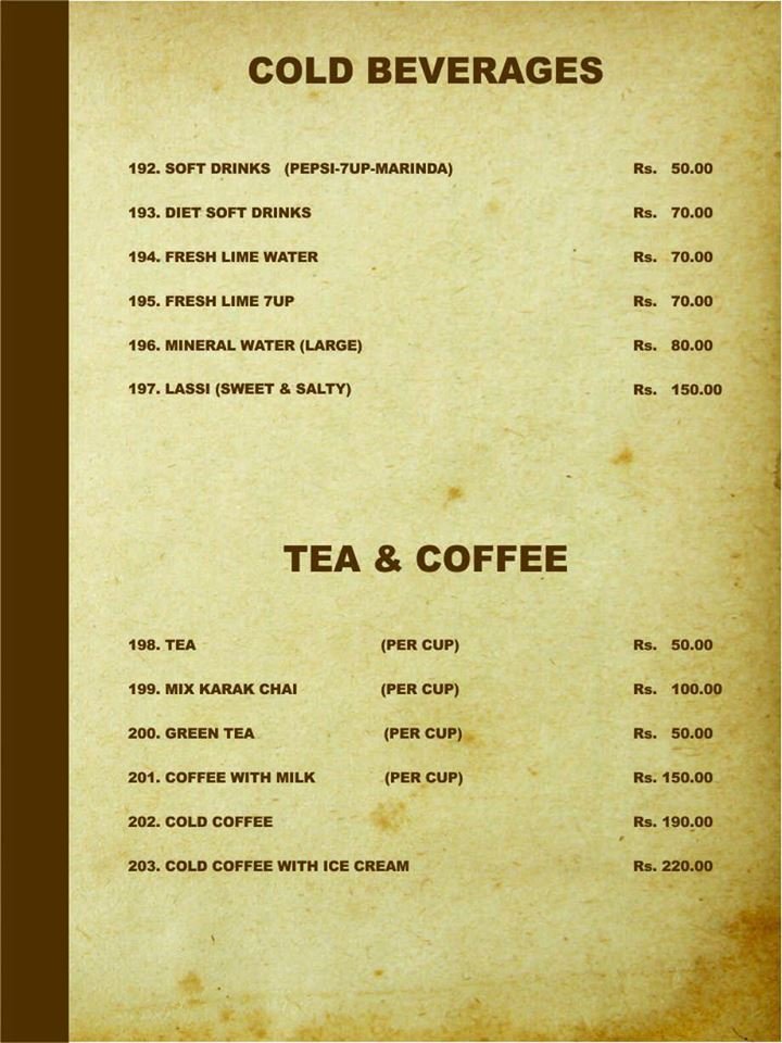 Silver Spoon Menu Food Pakistan