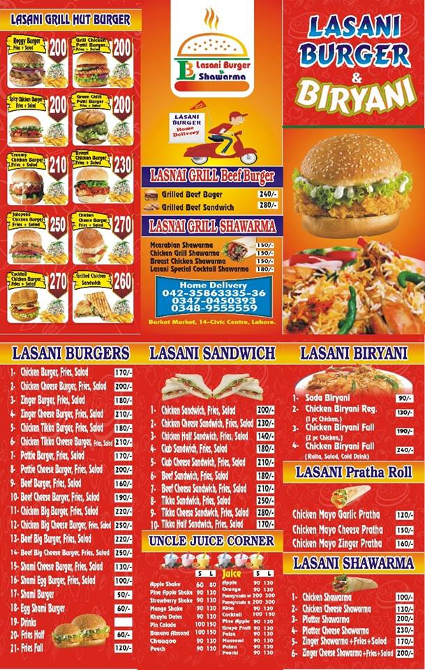 Lasani Burger And Biryani Menu