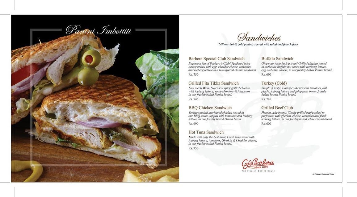 Café Barbera Menu