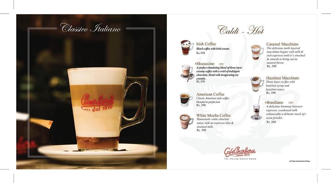 Café Barbera Menu