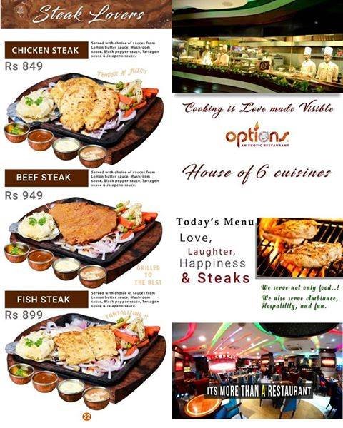 Options  An Exotic Restaurant Menu