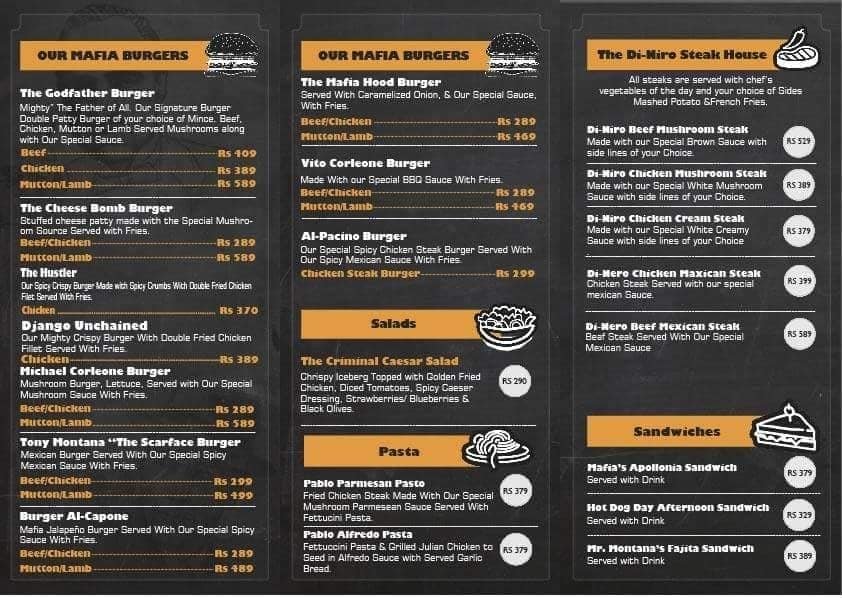 The Mafia Lounge Menu