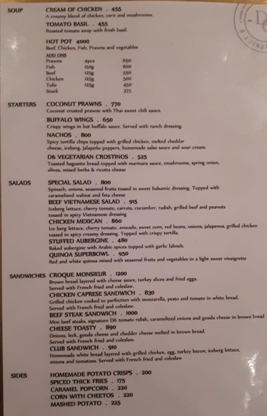 District 6 Menu