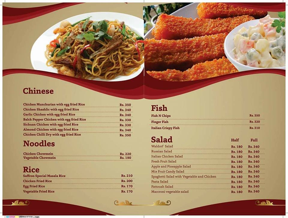 Saffron Foodies Menu