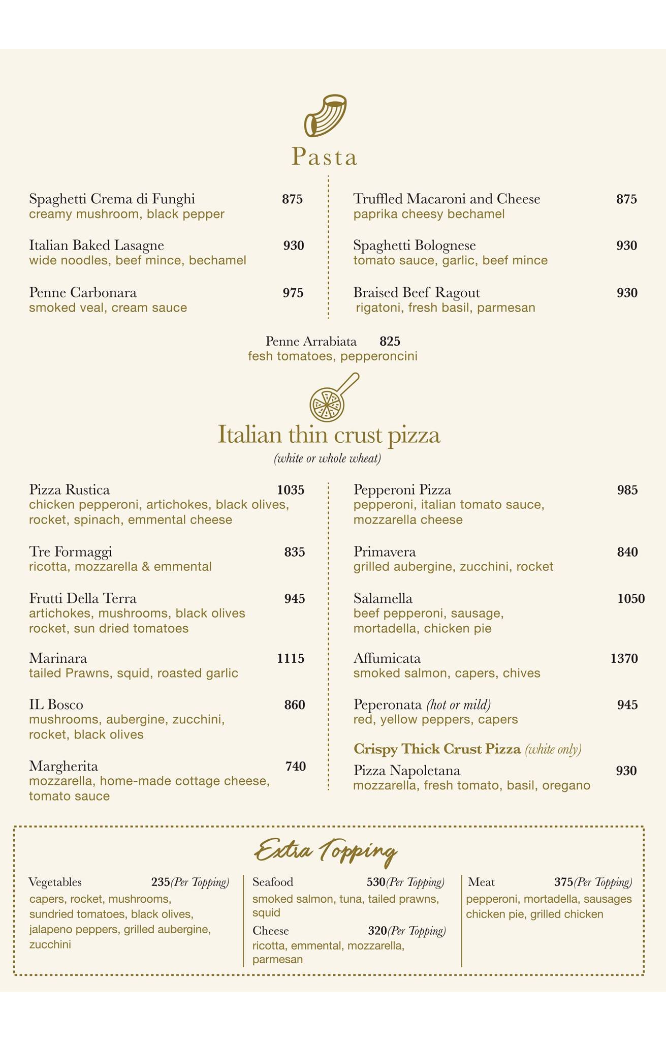 Cosa Nostra - La Pizzeria Menu