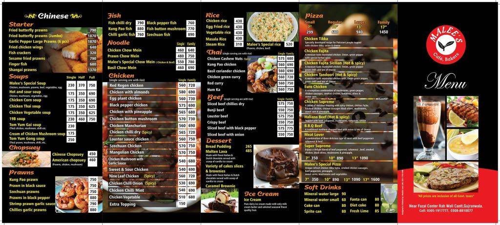 Malees Cafe Menu