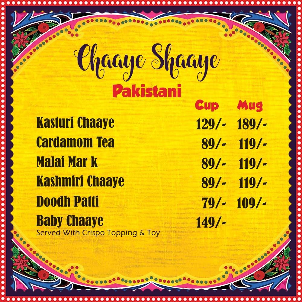 Chaaye Chobara Menu