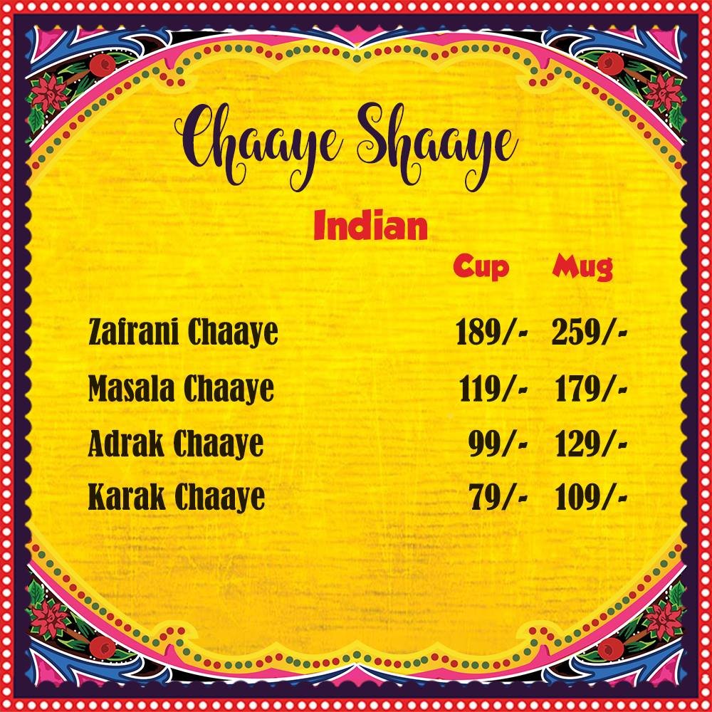 Chaaye Chobara Menu