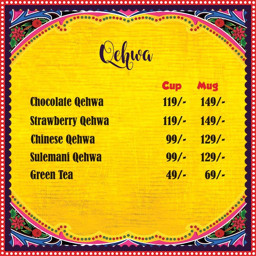 Chaaye Chobara Menu