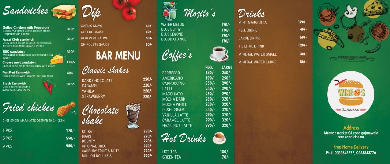 Wingos Gujranwala Menu