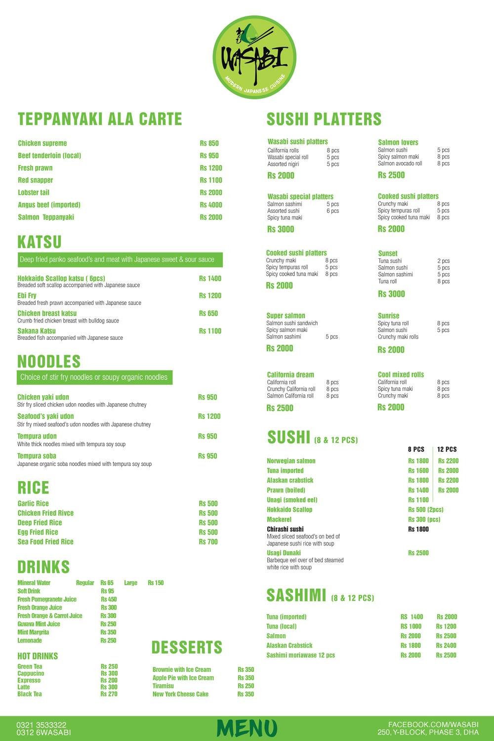 Wasabi Menu