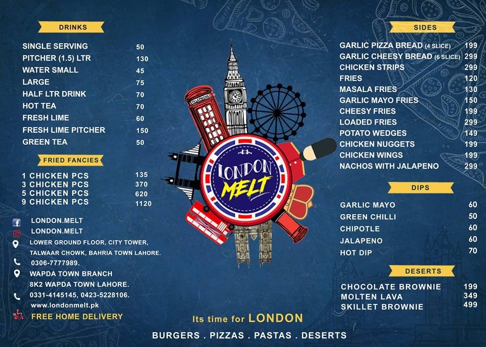 London Melt Menu