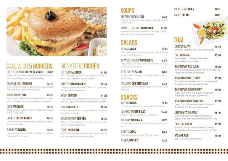 Masoom\'s The Pancake Lounge - M.M Alam Menu
