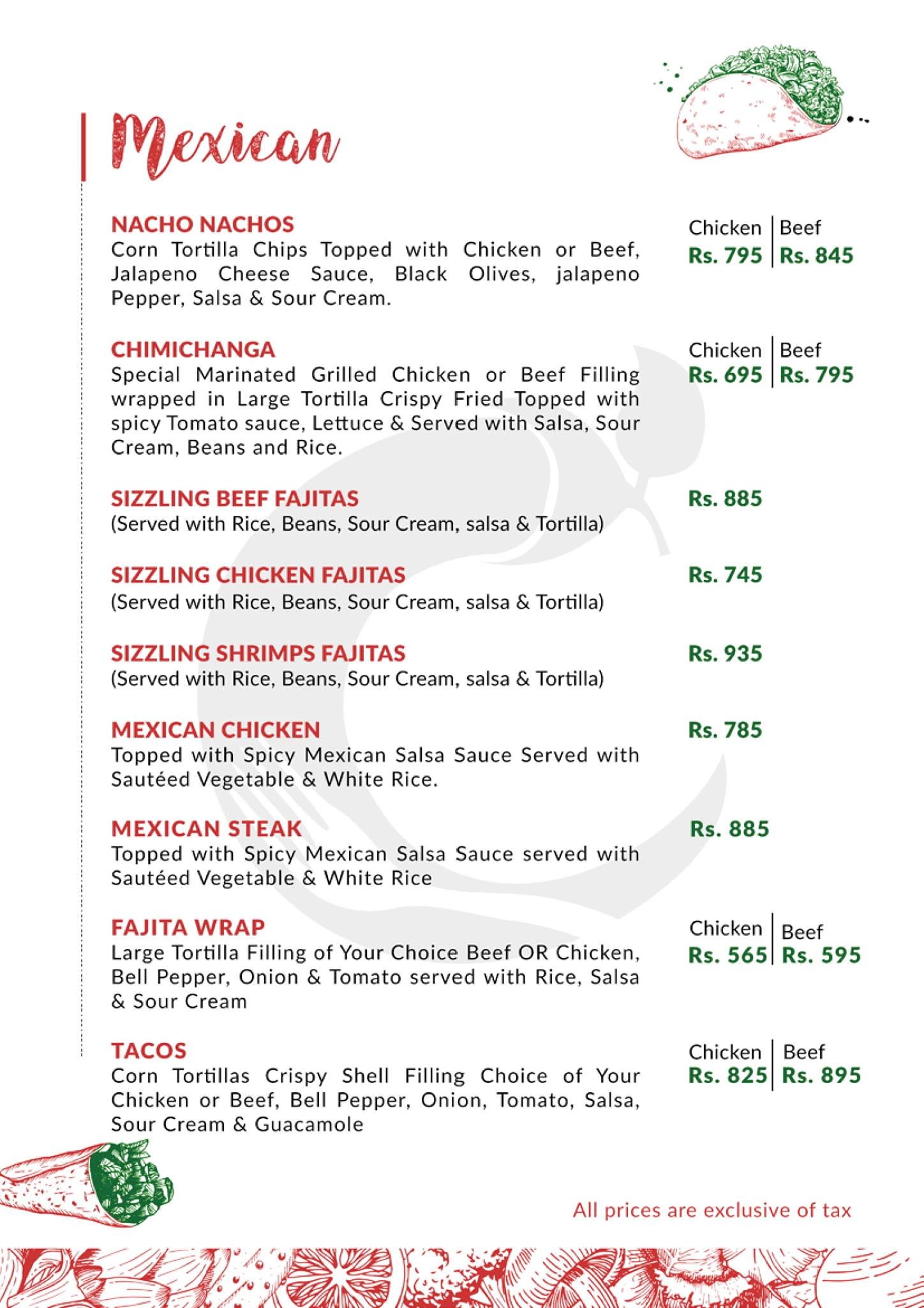 Mercado Cuisine Menu