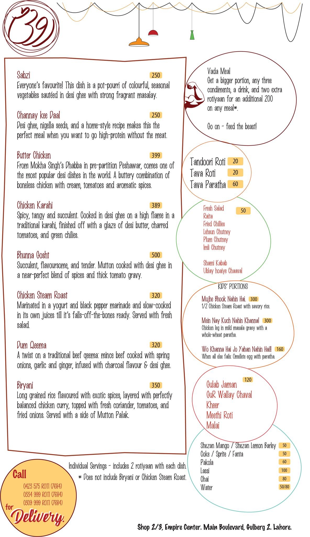 Roti the Restaurant Menu