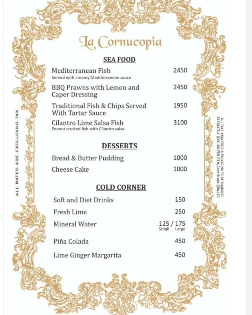La Cornucopia Restaurant Menu