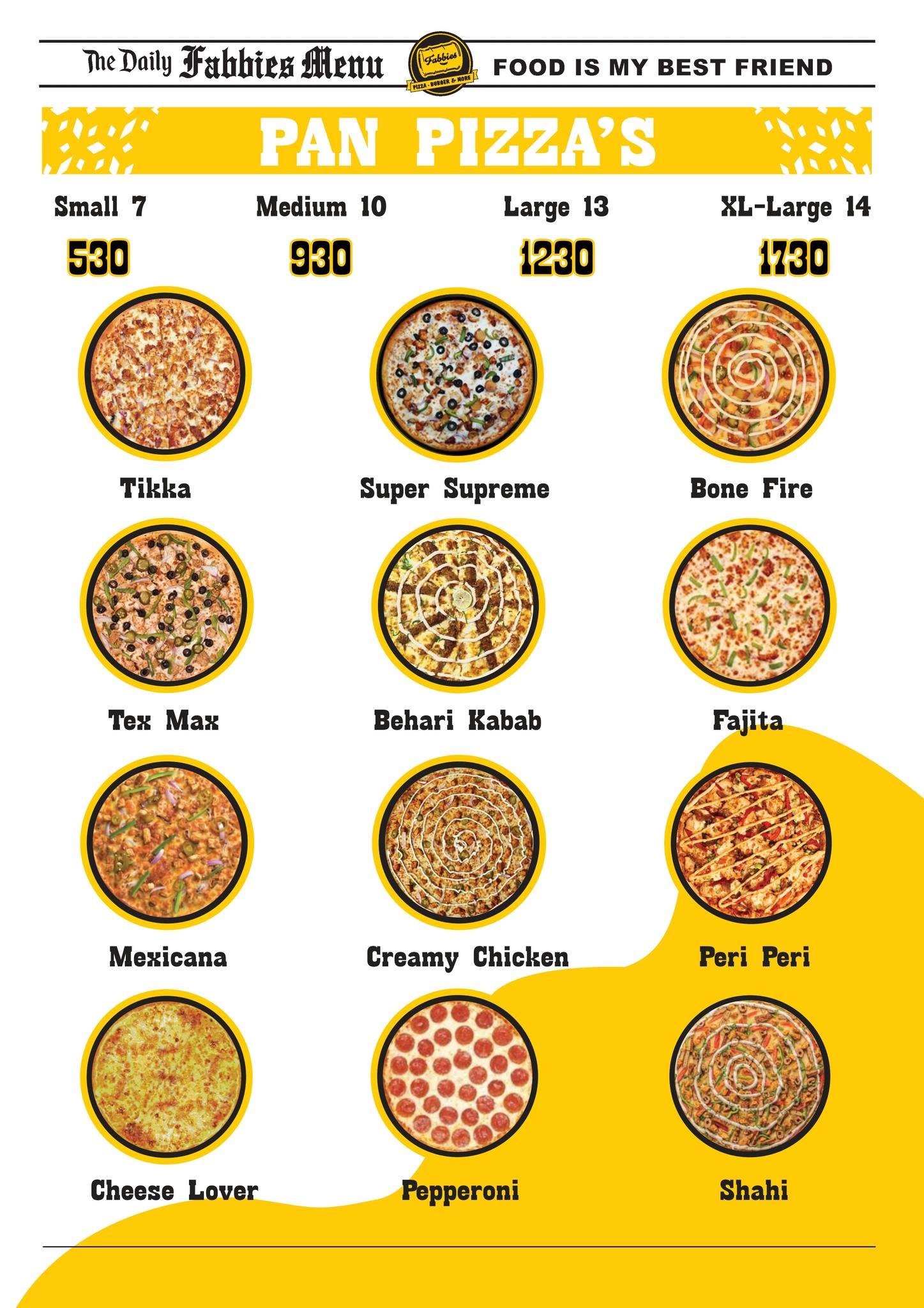 Fabbies Pizza Menu