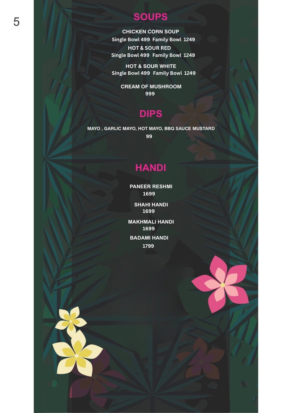 Pinkvilla Restaurant Menu