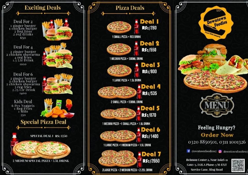 DownTown Foodies Menu Food Pakistan
