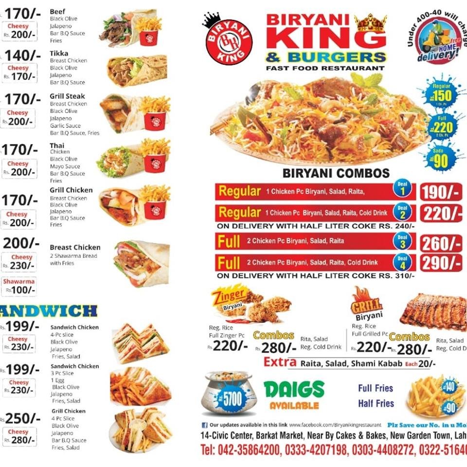 Biryani King - Barkat Market menu page 1