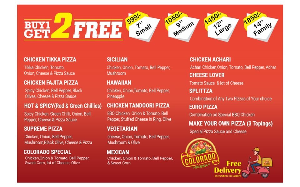 The Pizza Club Model Town menu page 1