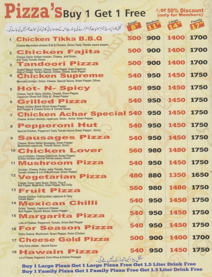 19 Pizza Sheikhupura menu page 5