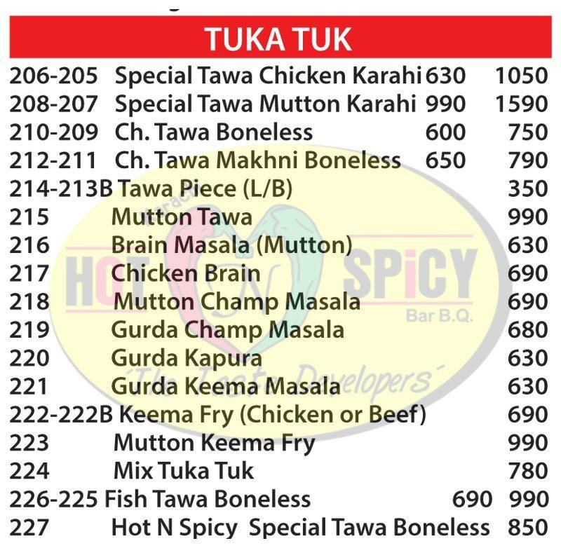 Karachi Hot and Spicy BBQ menu page 2