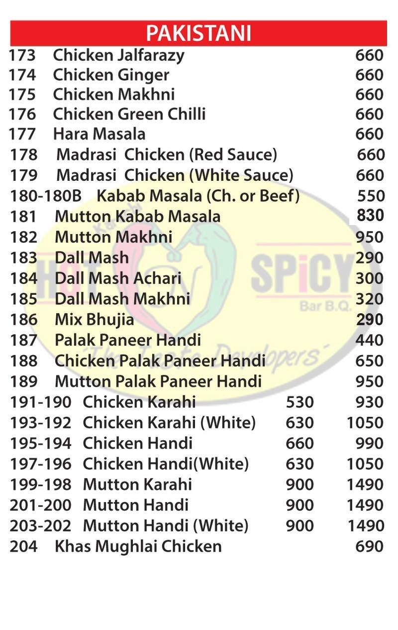 Karachi Hot and Spicy BBQ menu page 8
