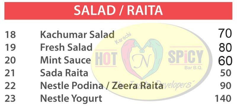 Karachi Hot and Spicy BBQ menu page 13