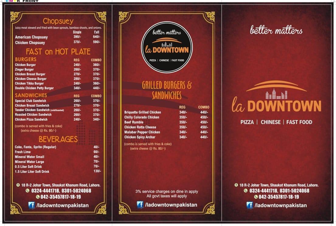 La Downtown menu page 2