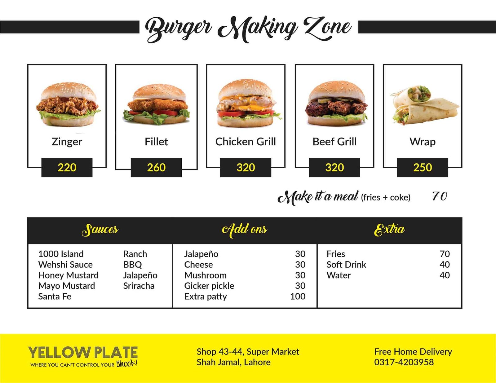 Yellow Plate menu page 1