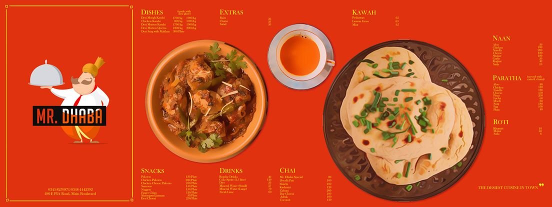 Mr Dhaba menu page 1