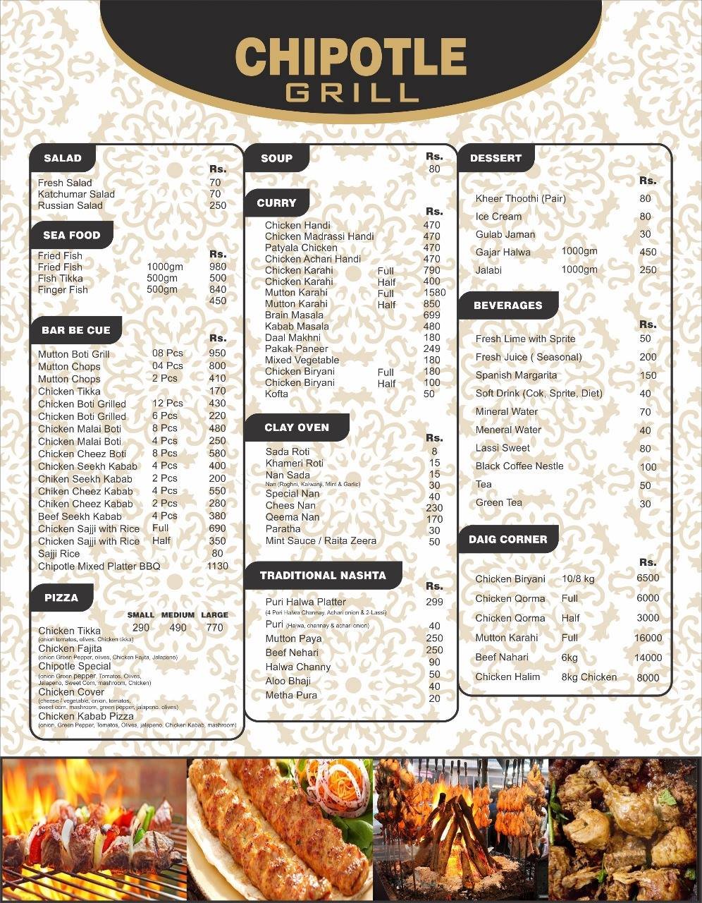Chipotle Grill menu page 1