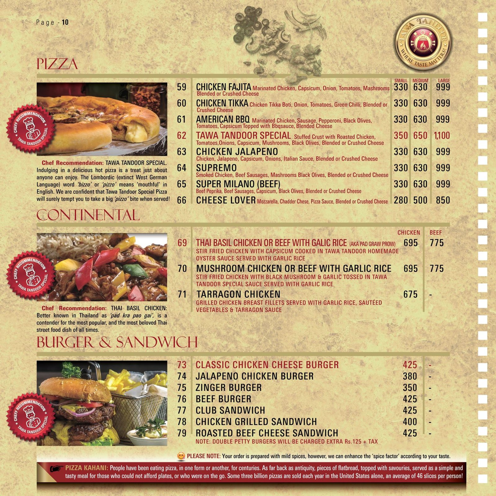 Tawa Tandoor menu page 4