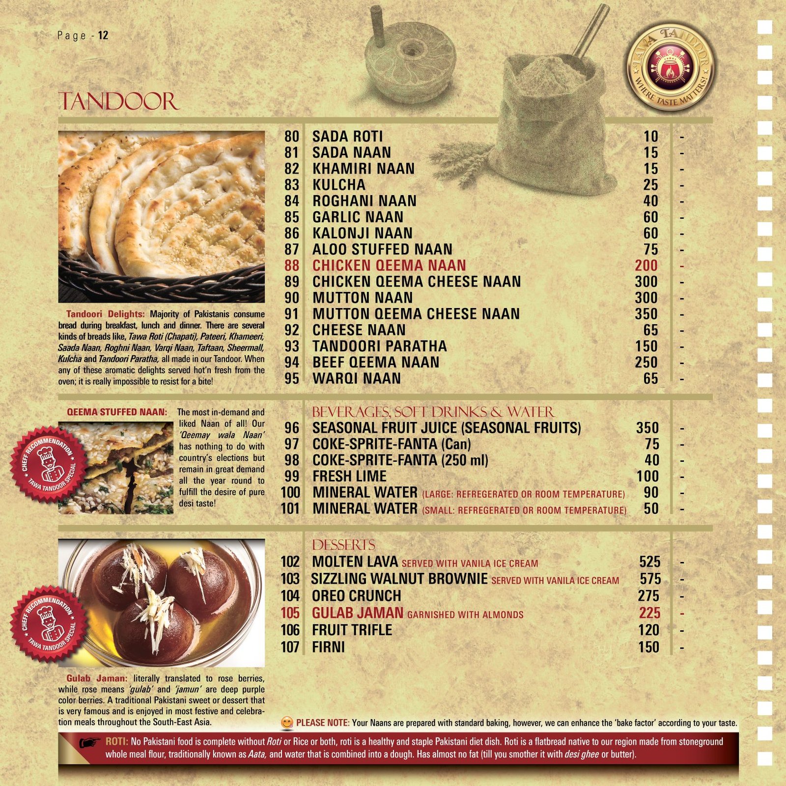 Tawa Tandoor menu page 5