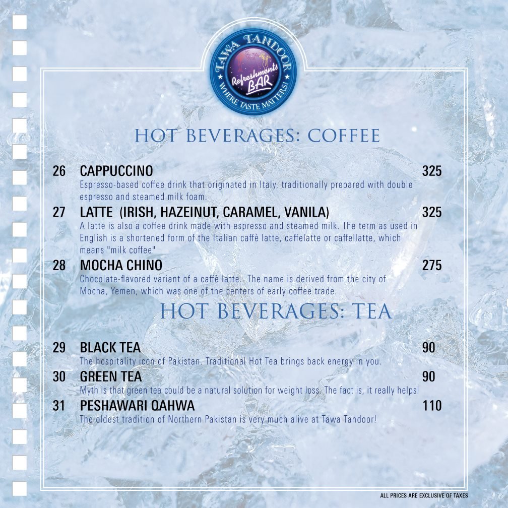 Tawa Tandoor menu page 7