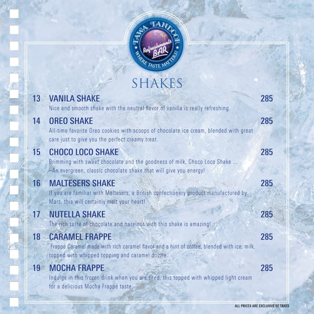 Tawa Tandoor menu page 9