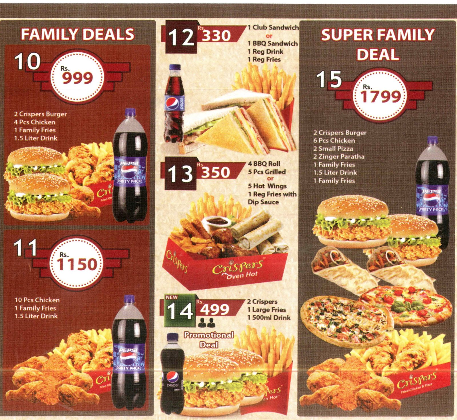 Crispers menu page 1