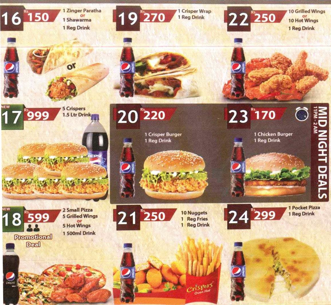 Crispers menu page 2