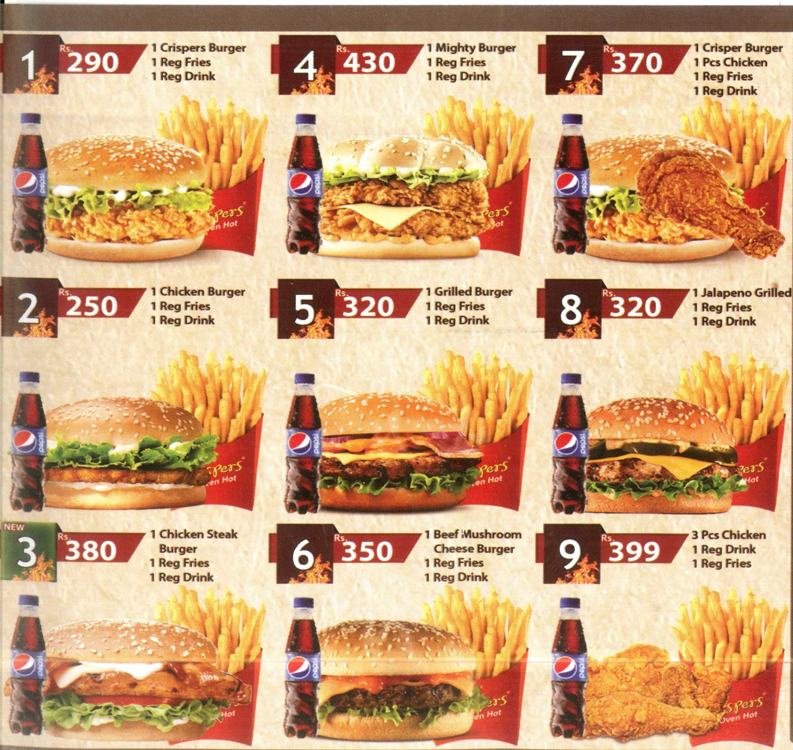 Crispers menu page 5