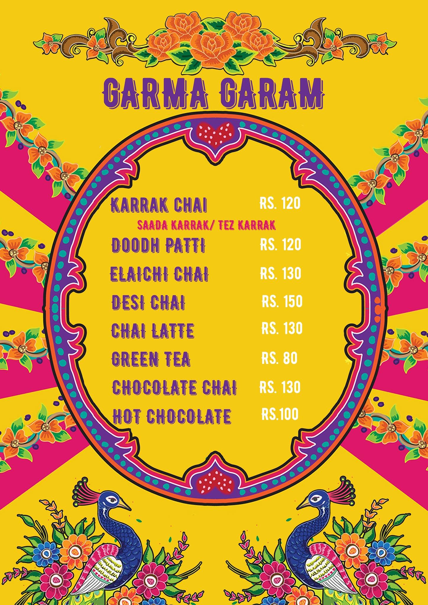 Sarrak Pe Karrak menu page 2
