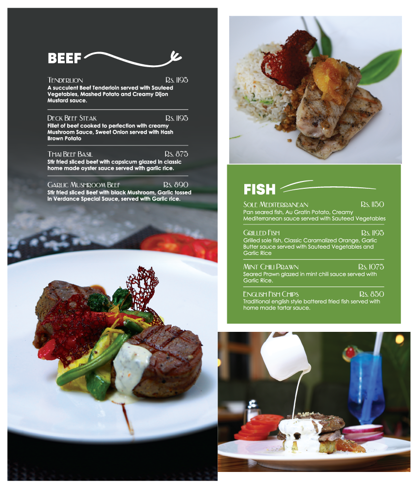 Verdance Cafe menu page 1