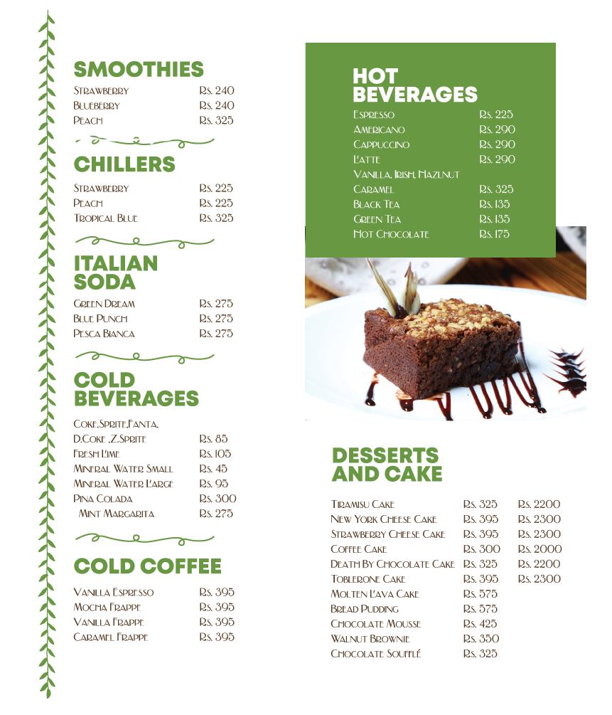 Verdance Cafe menu page 5