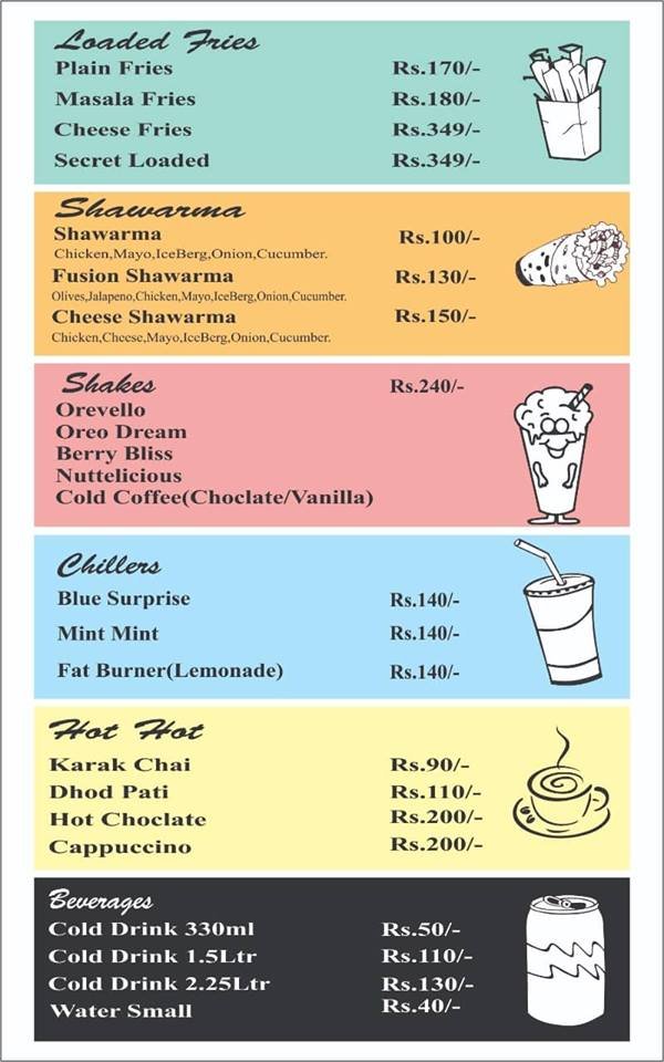 Recharge Cafe menu page 1