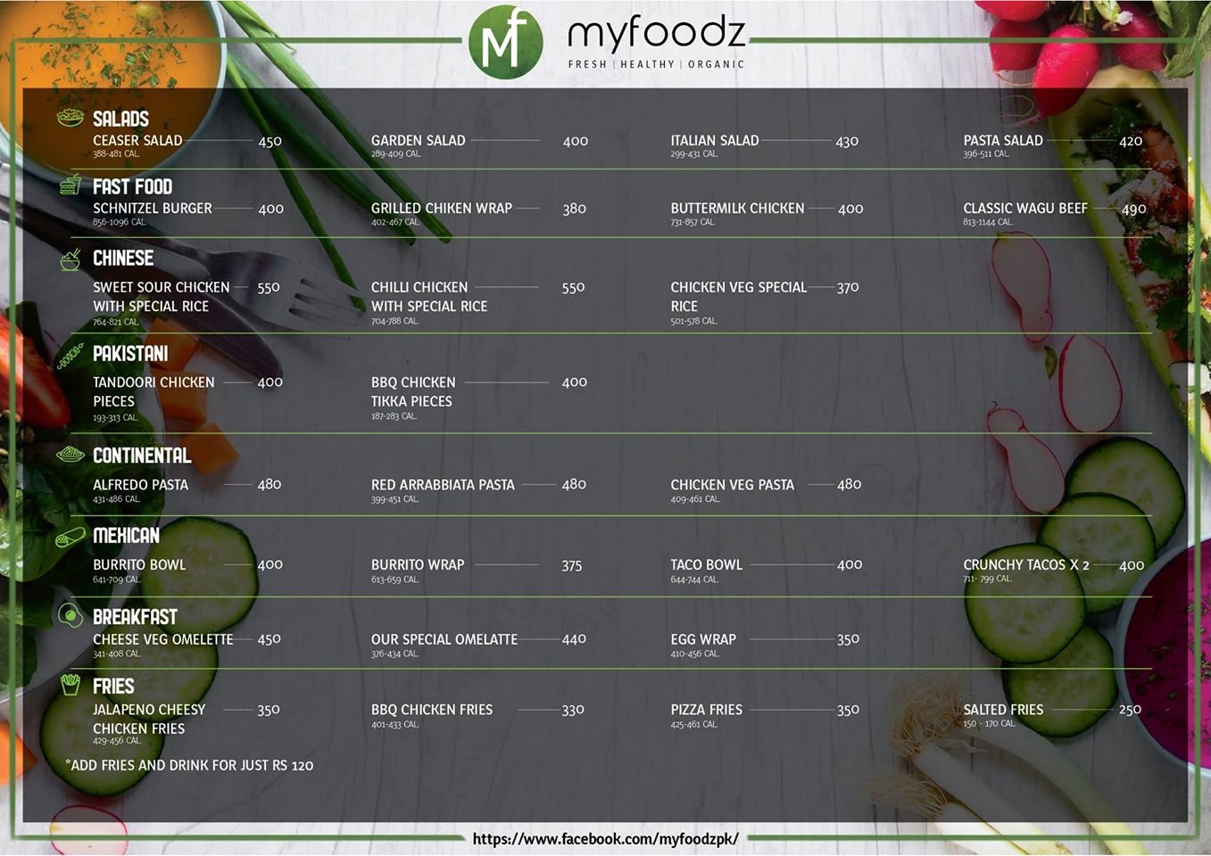 Myfoodz menu page 1