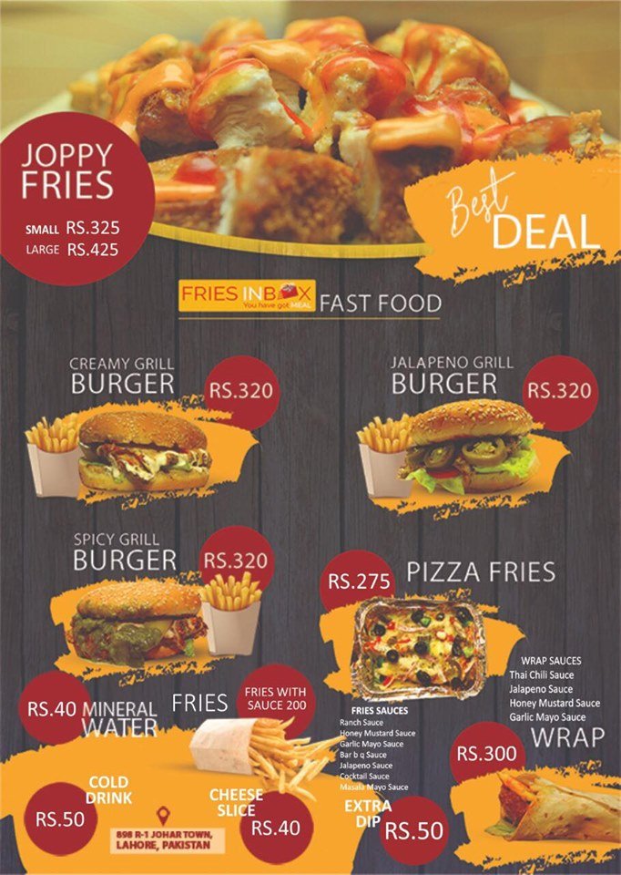 Fries Inbox menu page 1