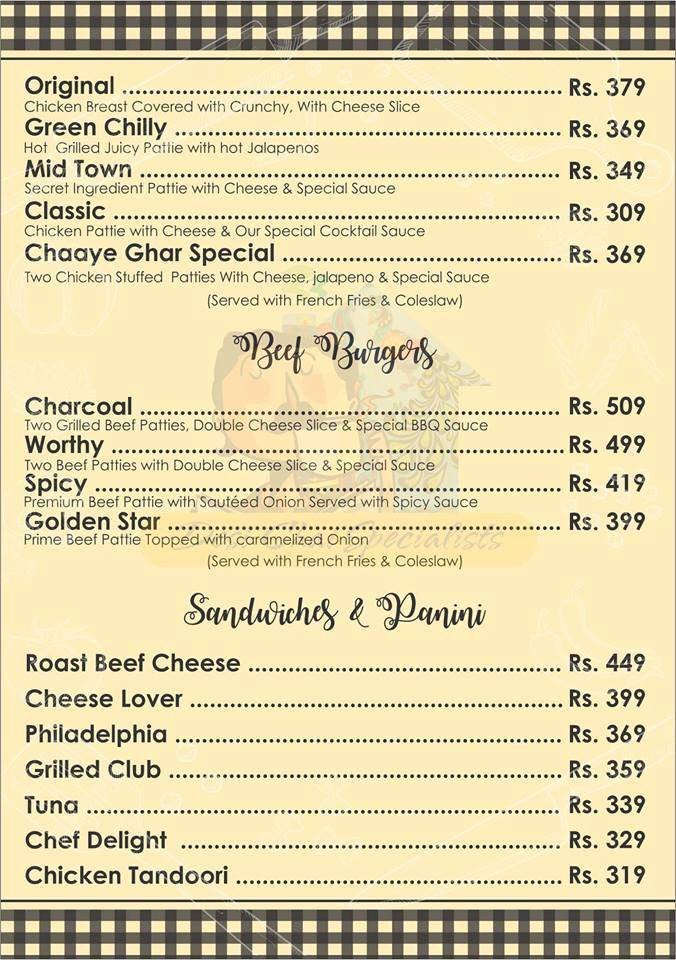 Chaaye Ghar menu page 1