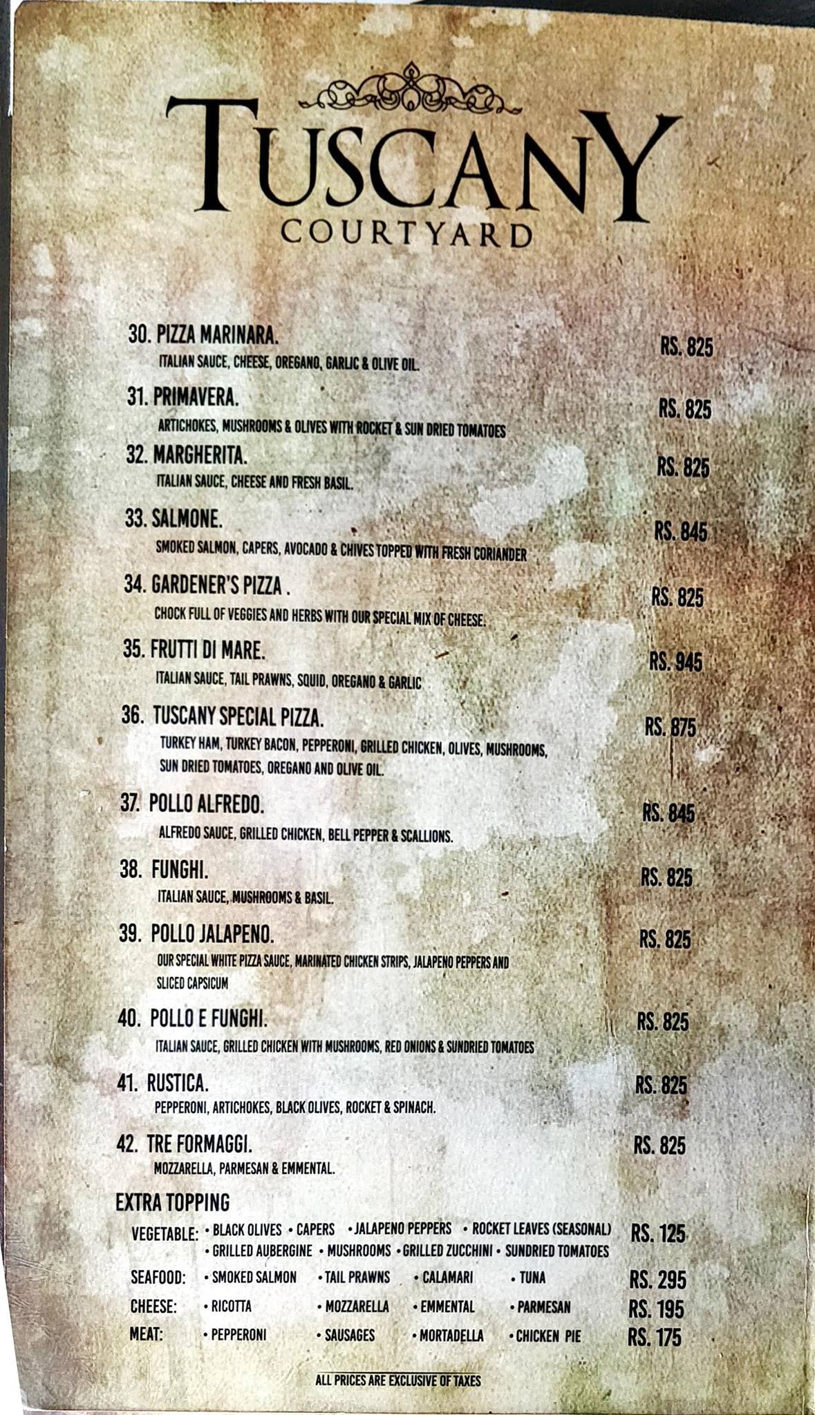 Tuscany Courtyard-Lahore menu page 7