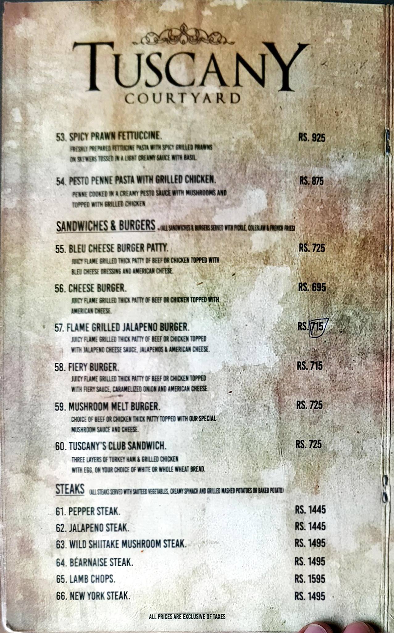 Tuscany Courtyard-Lahore menu page 9